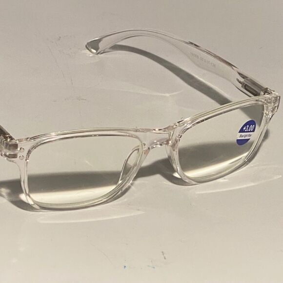 1444 Helen Reading Glasses 3.0 Readers Bluelight Filter Clear Frame NWT main image 6